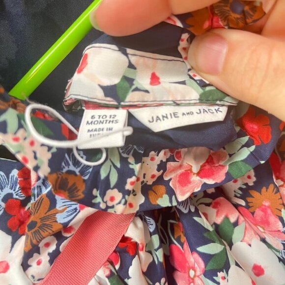 Janie and Jack Floral Baby Girls Dress- Size 6-12m - Picture 2 of 3
